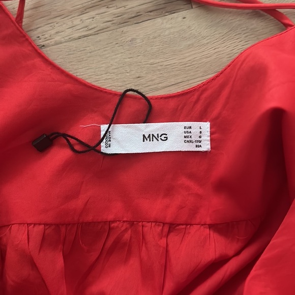 Mango Red Bubble Sleeve Dress - L - Picture 6 of 7